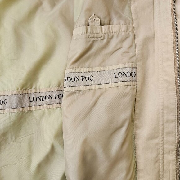 Vintage Men's London Fog Bomber Style Beige Jacket Preppy Casual Size L - Picture 9 of 11